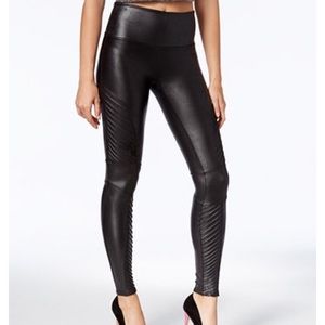 SPANX Black Faux Leather Moto Leggings